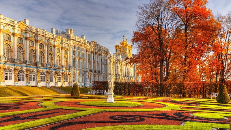 garden, building, autumn, castle, trees