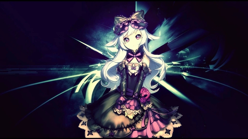 witch, dress, white hair, smiles, kawaii, cool, dark, anime girl, long hair