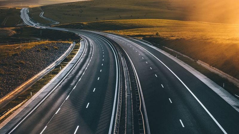 road, marking, asphalt, sunset, 4k
