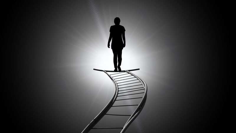 silhouette, staircase, bw, mysterious, 4k