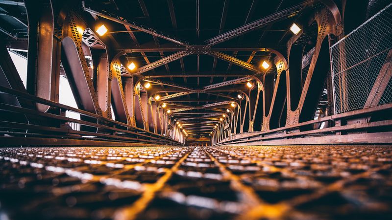 bridge, backlight, chicago, construction, 4k