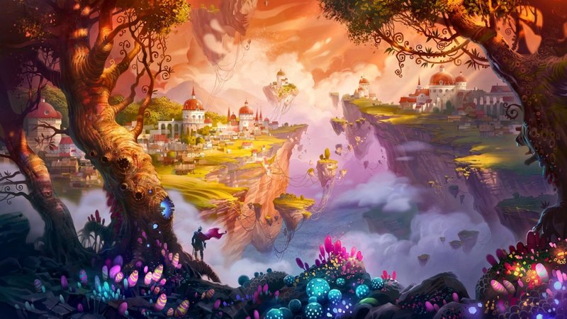 fantasy, city, warrior, painting, magic, landscape