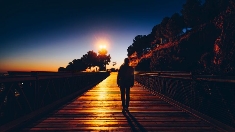 silhouette, sunset, solitude, lonely, alone, 4k