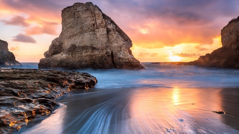 sunset, nature, ocean, mountain, cool, fun