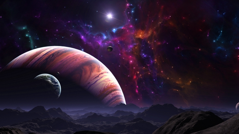 space, fantasy, orange, michael stern, planet, purple, cosmos