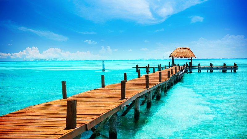 paradise, ocean, pier, summer, nature, clouds, sky, sea