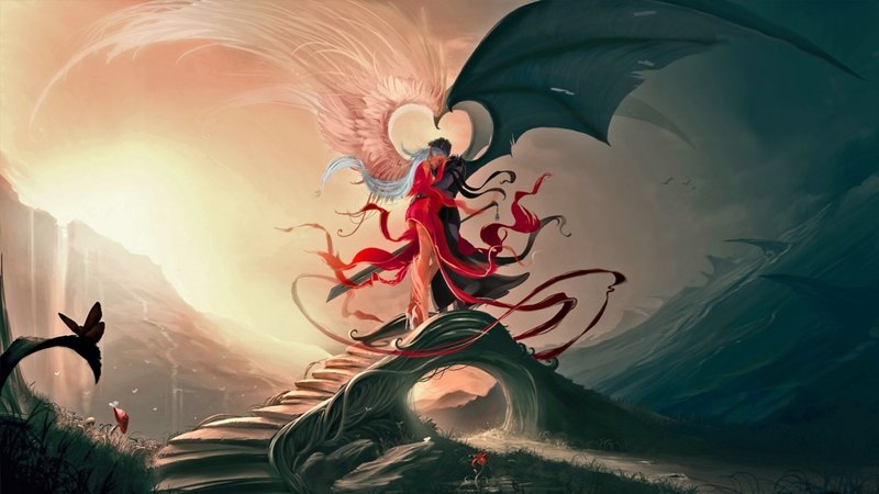 fantasy, angel, dark, love, magic