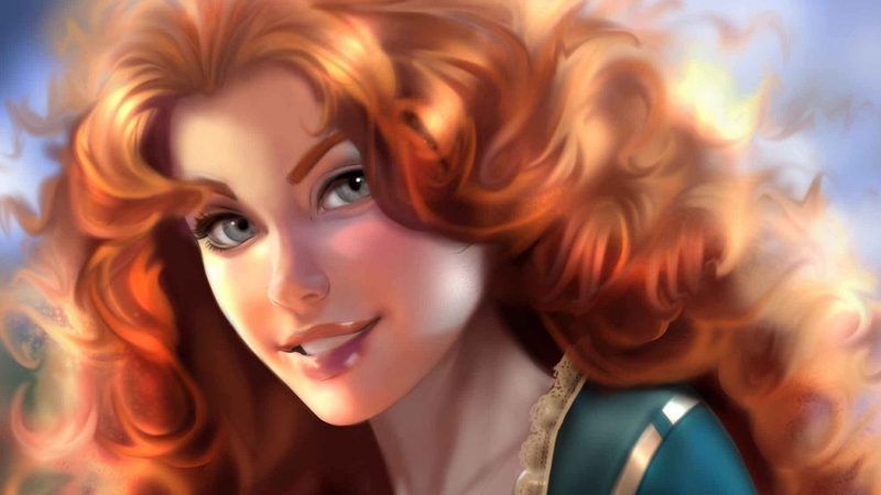 luminos, orange, redhead, cris delara, fantasy, merida, face, portrait, blue