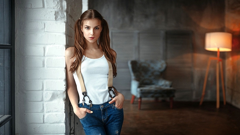 female, models, cowgirl, pigtails, ranch, fun, women, brunettes, room, fashion, flat, western, style