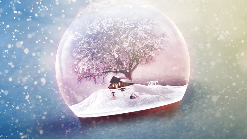 tree, craciun, christmas, glass ball, white, pink, blue, winter