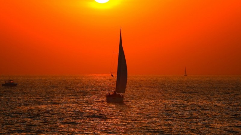 boat, sky, sea, sail