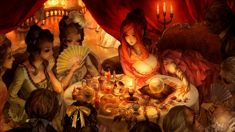 art, fantasy, luminos, girl, wotch, fan, hand fan, snake