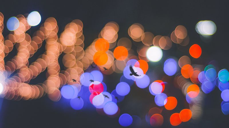 bokeh, birds, silhouettes, circles, 4k
