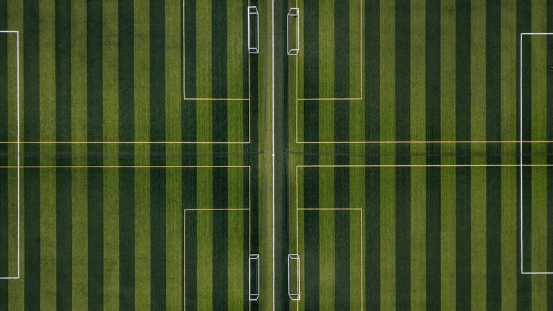 football field, top view, minimalism, 4k