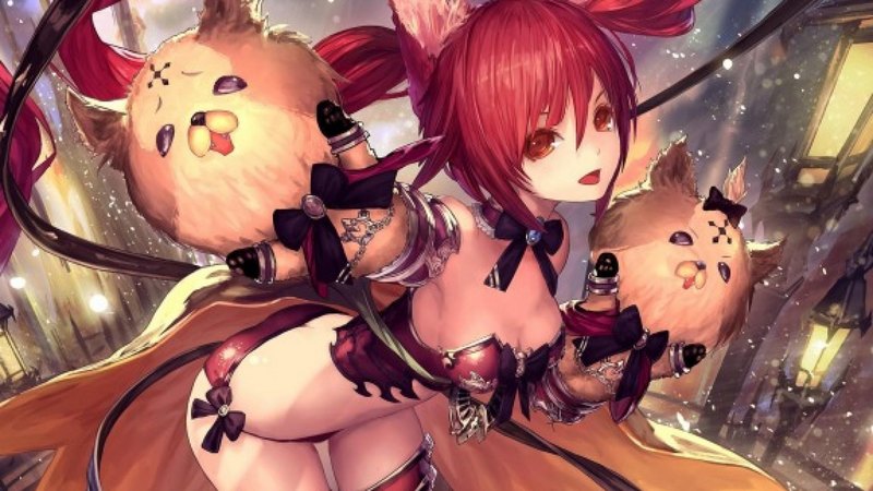 pretty, beautiful, woman, foxxie, sweet, anime, beauty, anime girl, long hair, night, art, female, lovely, twintails, red hair, cute, girl, lady, cats