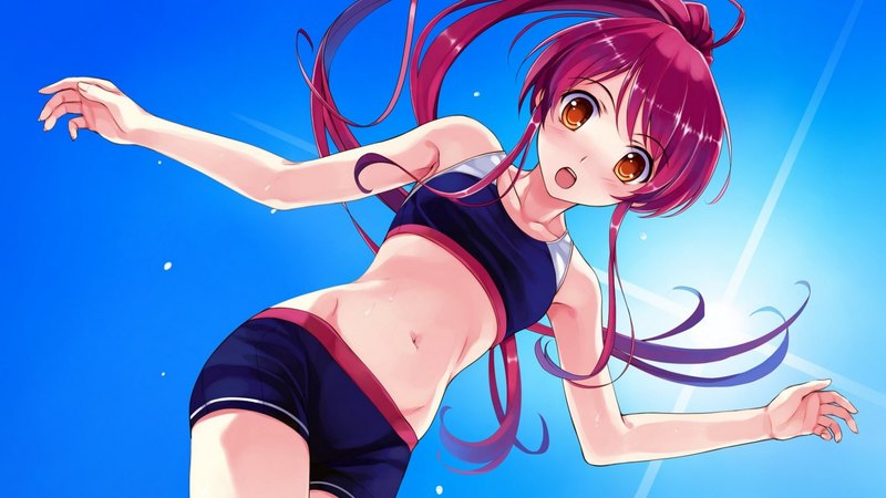 deep blue sky pure white wings, anime, summer, anime girl, sky, blue, tomoka miyamae