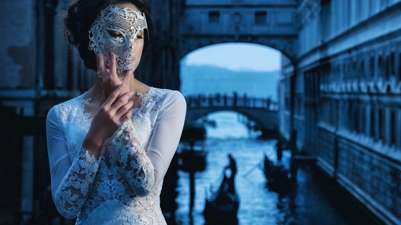 girl, masked, venice, mask, lady, gondola, woman, italy