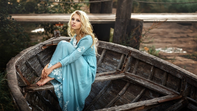 blonde, dress, boat, model