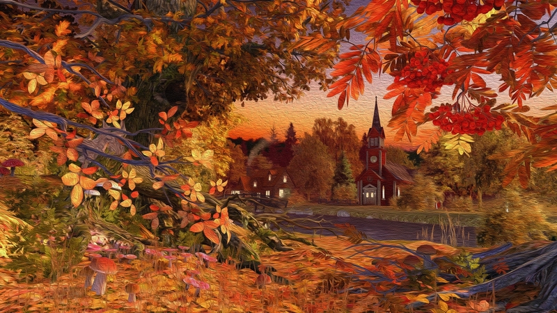 fall, painting, nature, autumn
