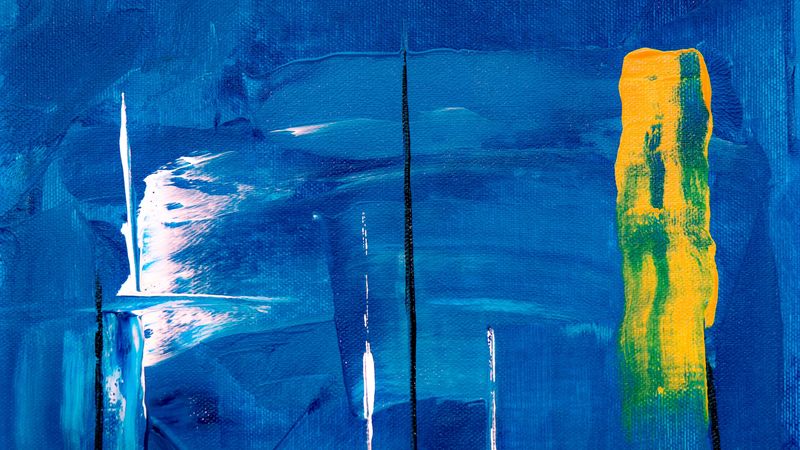 paint, canvas, texture, stripes, stains, blue, 4k