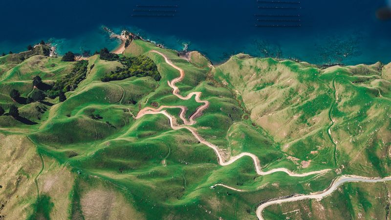 island, ocean, top view, durville island, new zealand, 4k