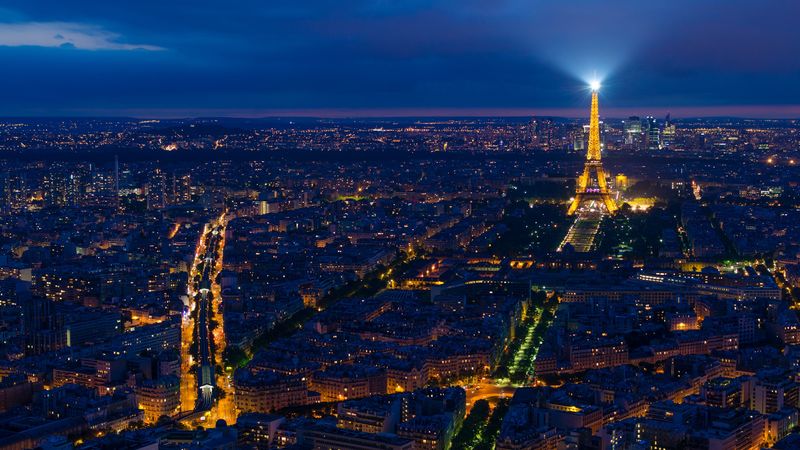 eiffel tower, night city, paris, france, city lights, 4k