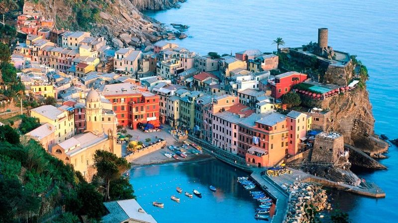 city, boats, cliffs, buildings, ocean, nature, beautiful, sea