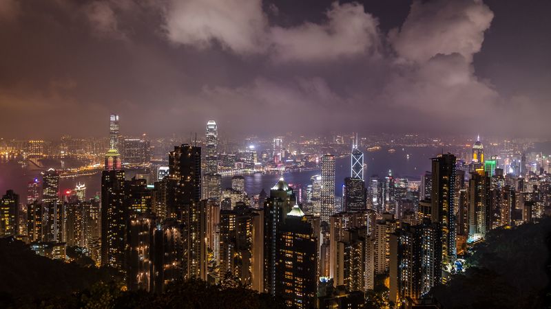 night city, skyscrapers, metropolis, city lights, hong kong, 4k