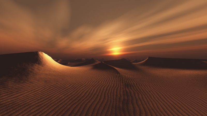 sunset, sand, nature, desert