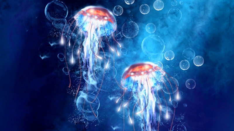 underwater, art, fantasy, bubble, luminos, orangel, summer, blue