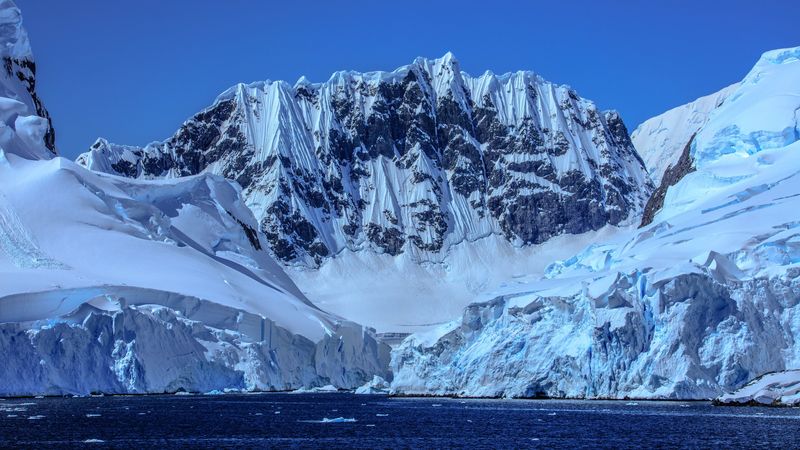 mountain, snow, snowy, antarctica, 4k