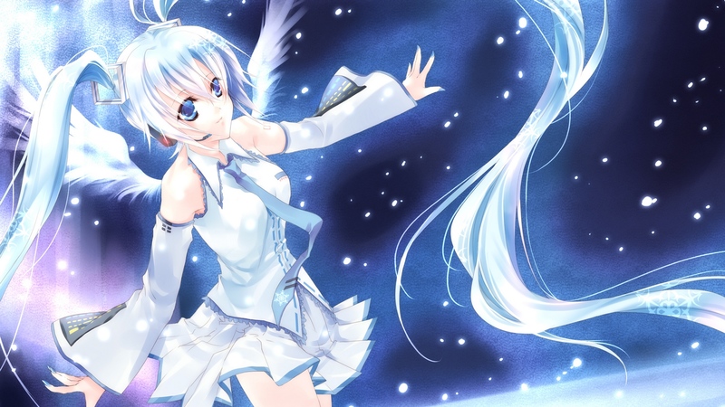 pretty, nice, anime, aqua, beauty, vocaloids, wings, twintail, skirt, miku, sky, winter, cute, headset, hatsune, cool, snow, awesome, white, idol, hatsune miku, headphones, tie, beautiful, yuki, thighhighs, snow miku, blue eyes, vocaloid, female, angel, aurora, diva, girl, snowflakes, virtual, aqua hair