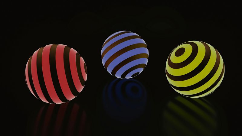 balls, ball, stripes, glow, 4k