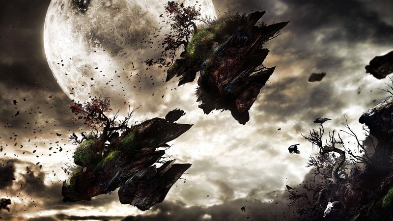 world, moon, torn, dark