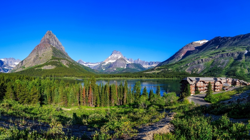 rest, vacation, view, beautiful, trees, sky, lake, mountain, national park, glacier
