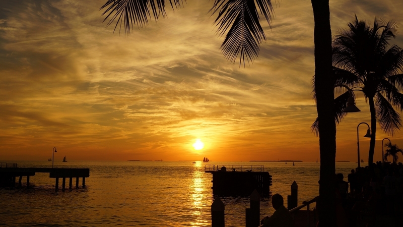 sky, orange, horizon, silhouette, florida, evening, ocean, sunset