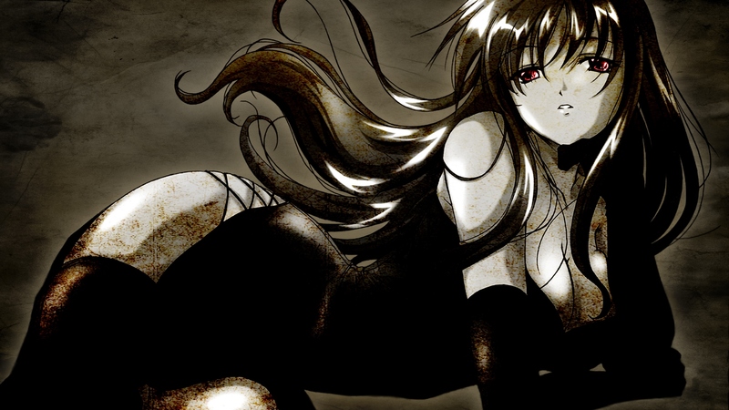 girl, dark, waiting, beautiful, red eyes