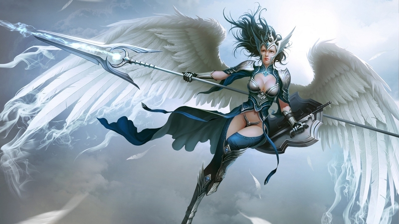 fantasy, wings, 3d, cg, computer graphics, weaponry, angelic