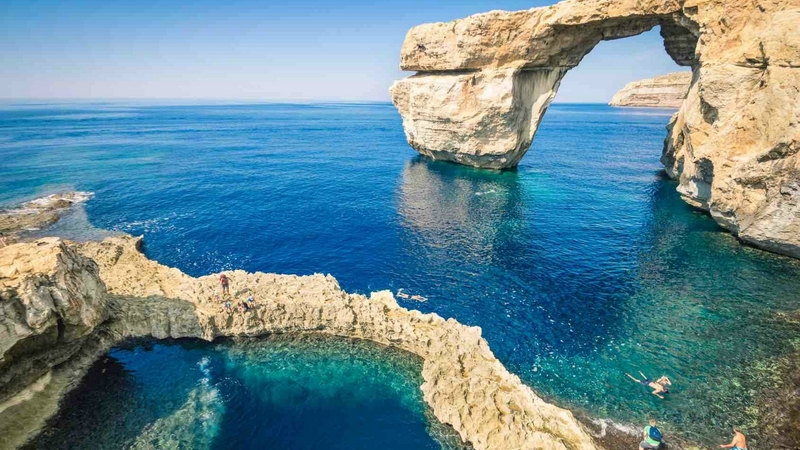 beach, malta, nature, bridge