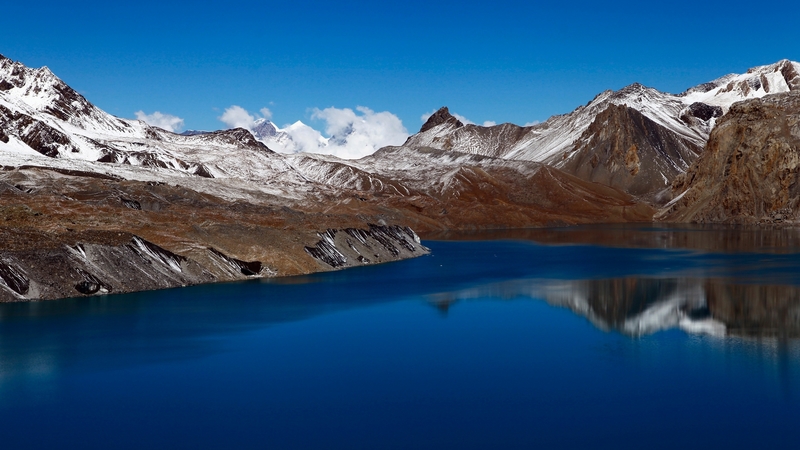 mountains, nepal, 2017, lake, blue