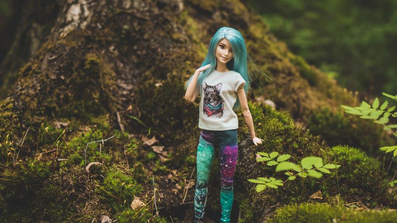 doll, barbie, forest, style, 4k