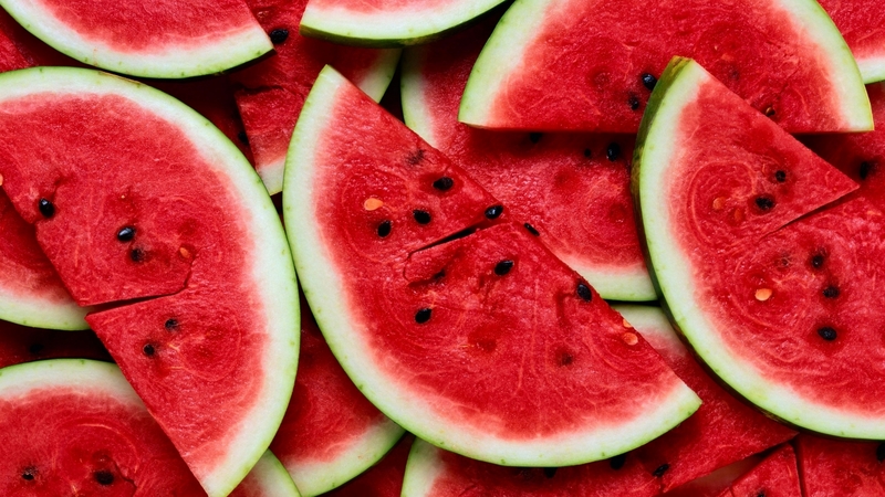 fruit, red, green, watermelon, texture, summer, skin