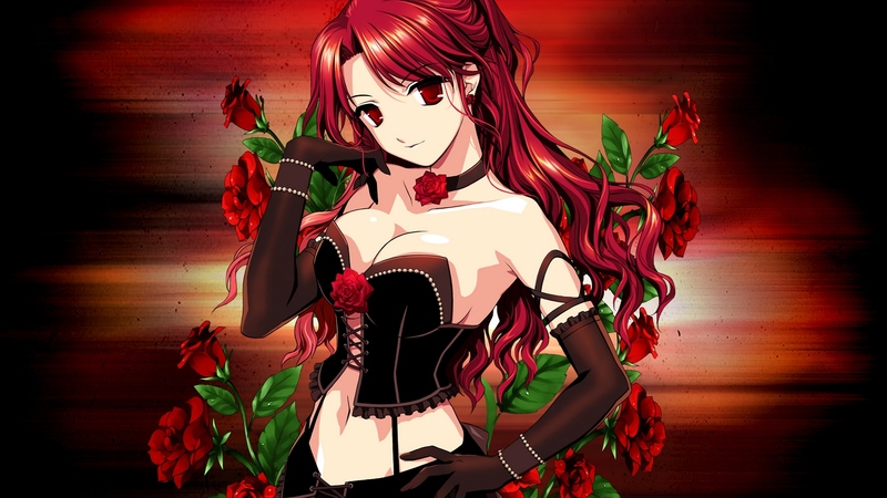 red, beautiful, roses, girl