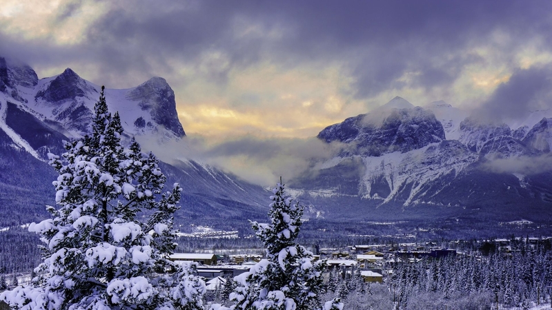 snow, nature, moutains, park, trees, sky, winter