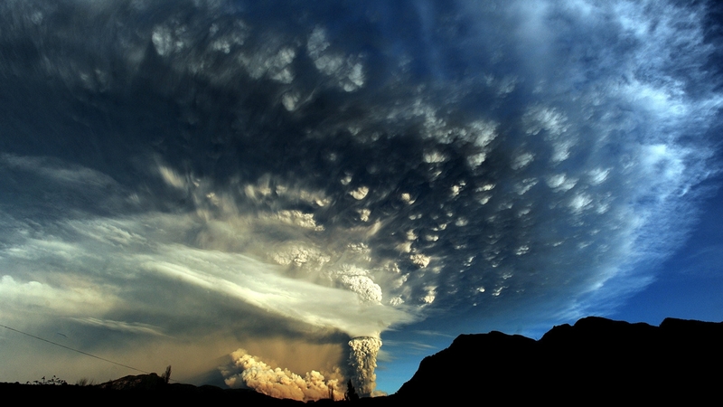 volcano, clouds, eruption, ash