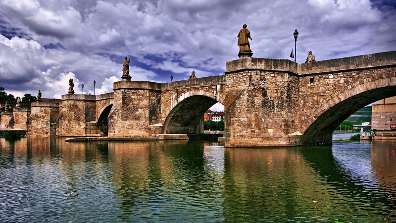 architecture, river, bridge, wurzburg