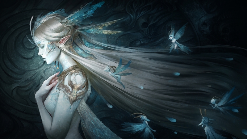 fantasy, queen, female, elf, fairies, blue