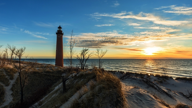 lighthouses, beaches, sunrise, nature