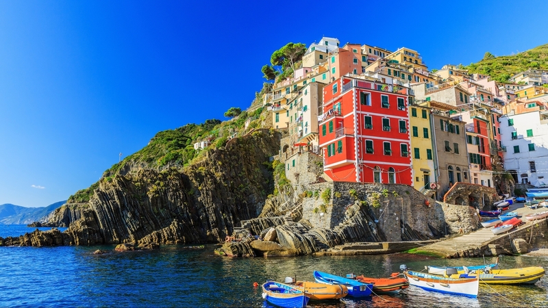 ships, boats, city, mountains, houses, nature, sky, sea