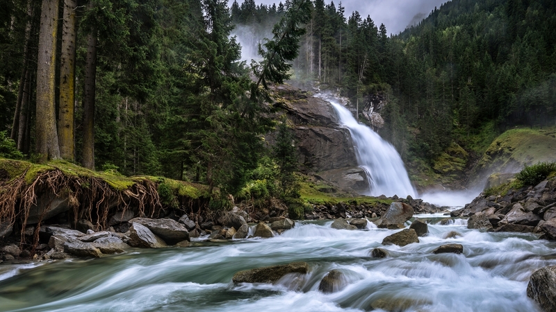 cloud, jungle, nature, waterfall, sky